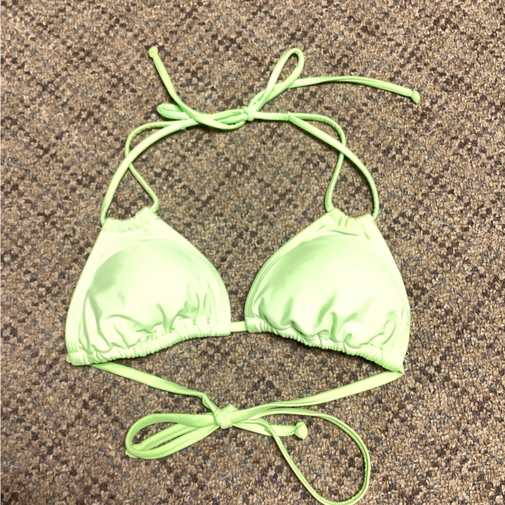 No Boundaries Lime Green Triangle String Bikini Top * Size Small 3-5